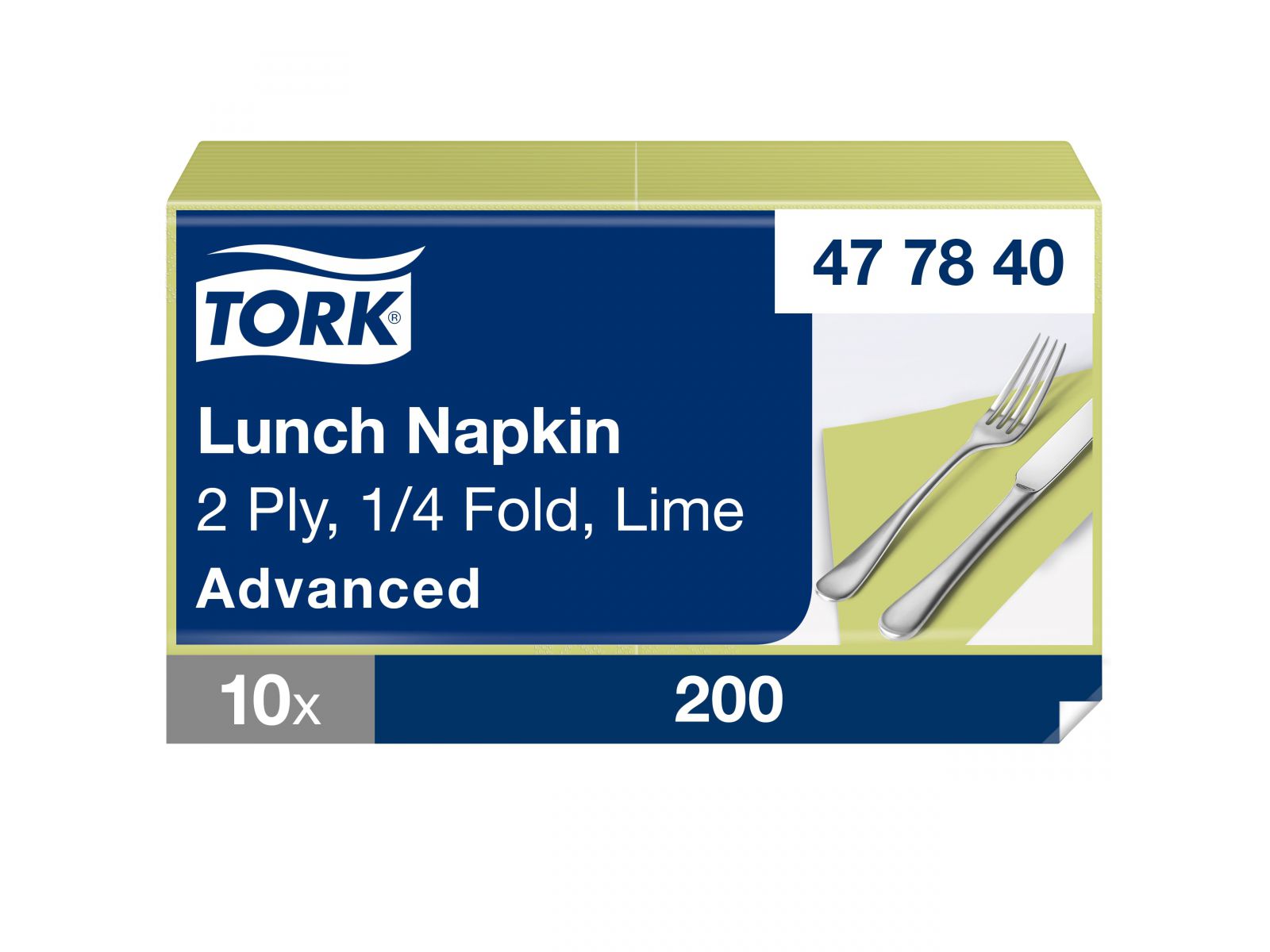 Serwetki Tork 33x33 477840 Limonka Karton 2000 serwetek (10 x 200) Składana 1/4
